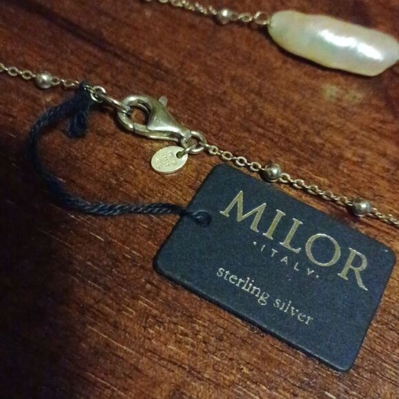 Milor Womans Sterling Silver Fresh Water Pearls NWT Necklace 38 Long - Picture 4 of 8